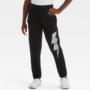 Cat & Jack Black Jogger Sweatpants with Skull Lightning Bolt – Size XL (14)